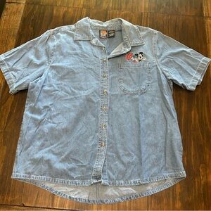 Vintage Disney Mikey unlimited denim button down women’s xl